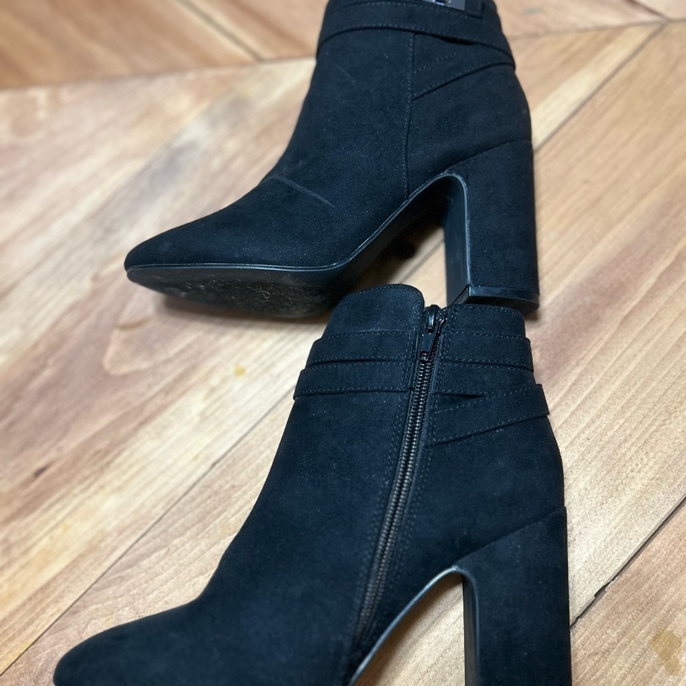 JustFab Sleek Black Ankle Booties - Picture 3 of 9